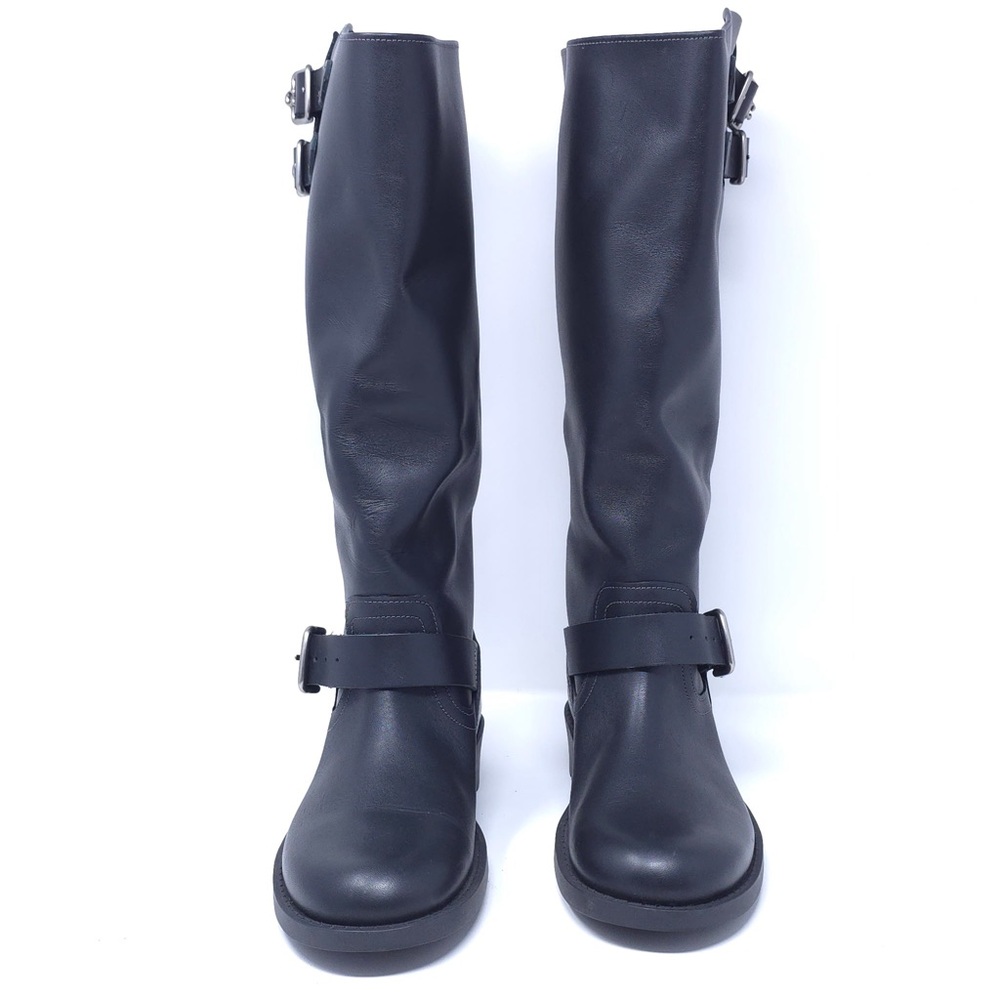 New COACH Daria Black Leather Moto Ankle Boots - Picture 3 of 9